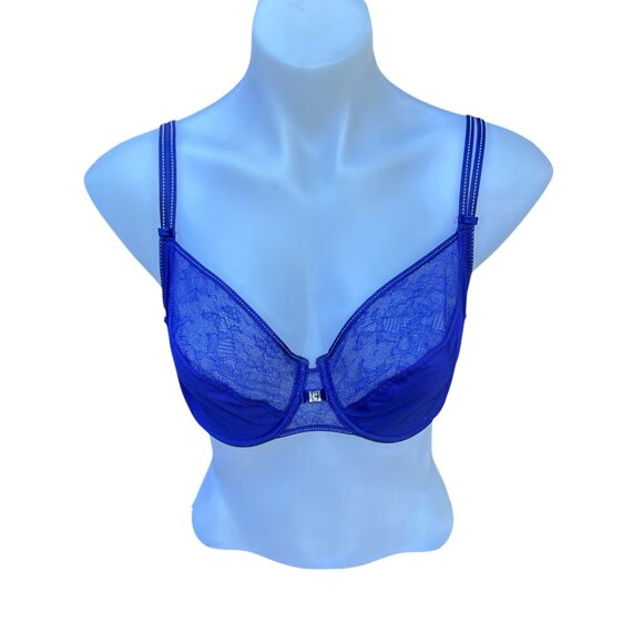Chantelle Royal Blue Full Coverage 1921 Balconette Bra 34DD - Picture 1 of 10